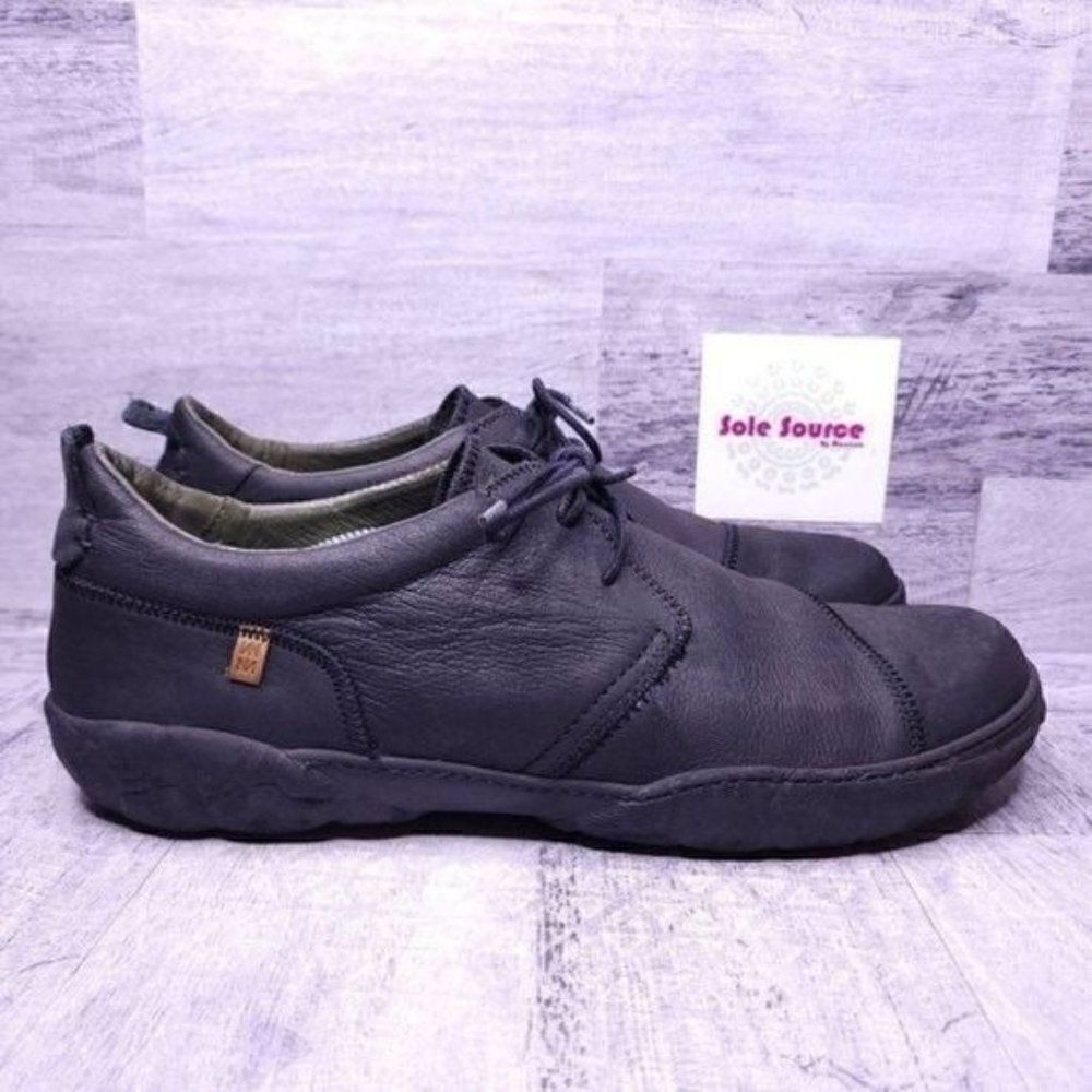 El Naturalista Pleasant Turtle Leather Casual Oxford Sneaker Black sz 46 Men's s